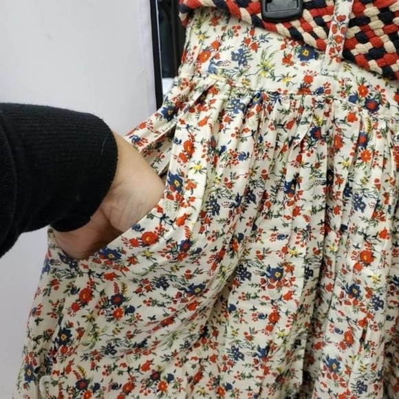 Spring Boho Ditsy Prairie Floral Lined Mini Skirt with Pockets - Picture 7 of 8